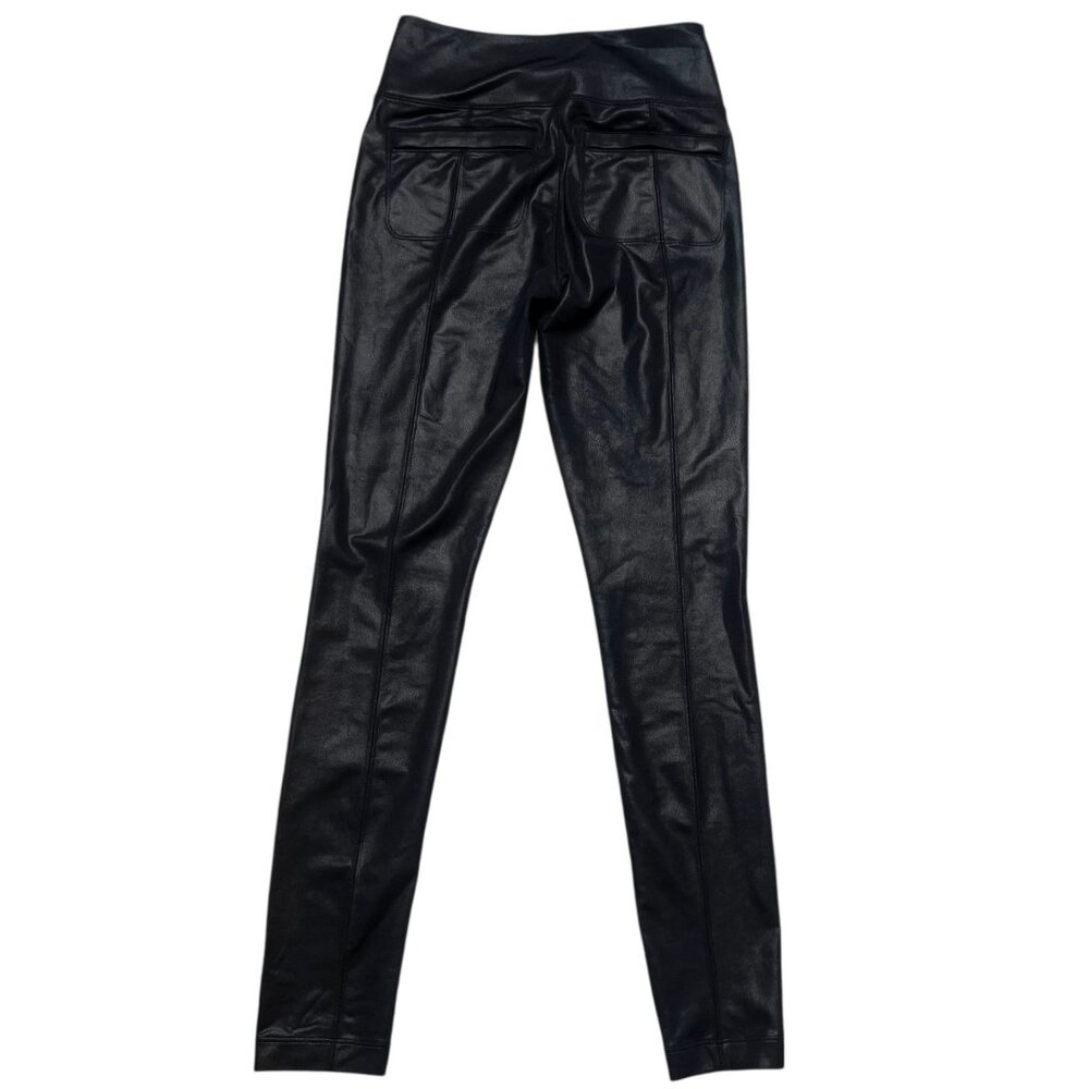 Athleta Delancey Gleam Tight Womens Size XS Black Faux Leather Look - Picture 4 of 4